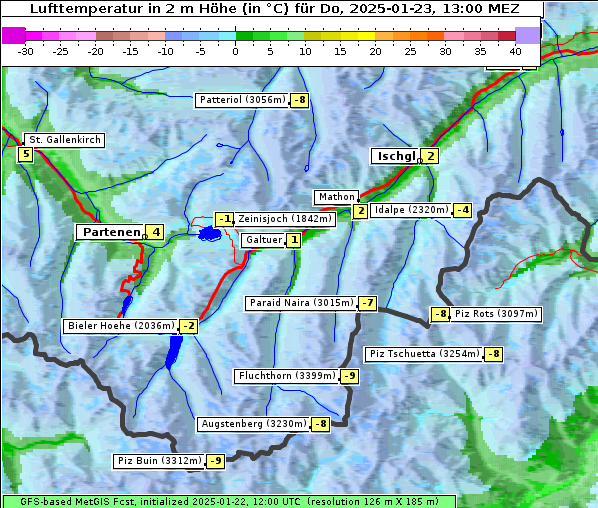 Temperatur, 23. 1. 2025