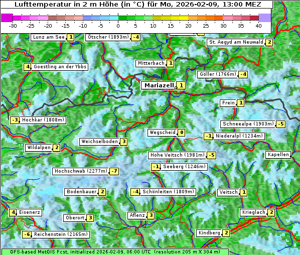 Temperatur, 9. 2. 2026