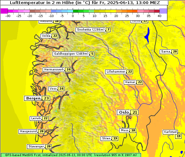 Temperatur, 13. 6. 2025