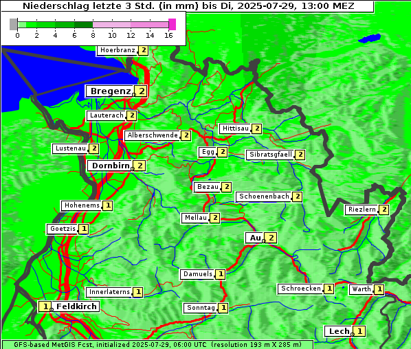 Niederschlag, 29. 7. 2025