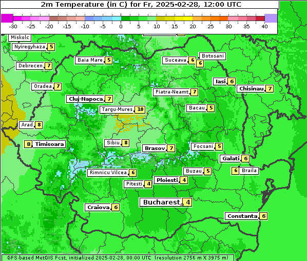 Temperatur, 28. 2. 2025