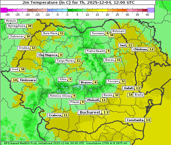 Temperatur, 4. 12. 2025