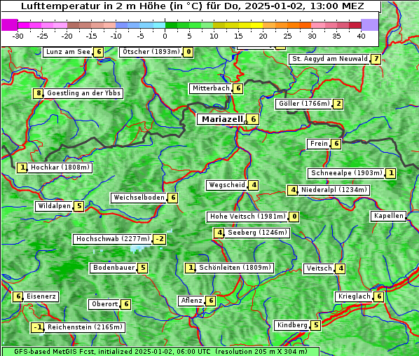 Temperatur, 2. 1. 2025