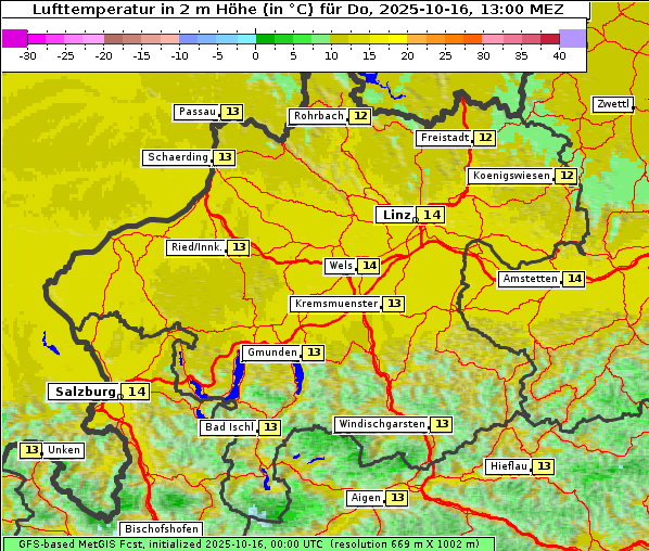 Temperatur, 16. 10. 2025