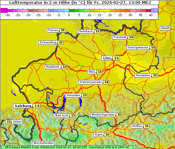 Temperatur, 27. 2. 2026