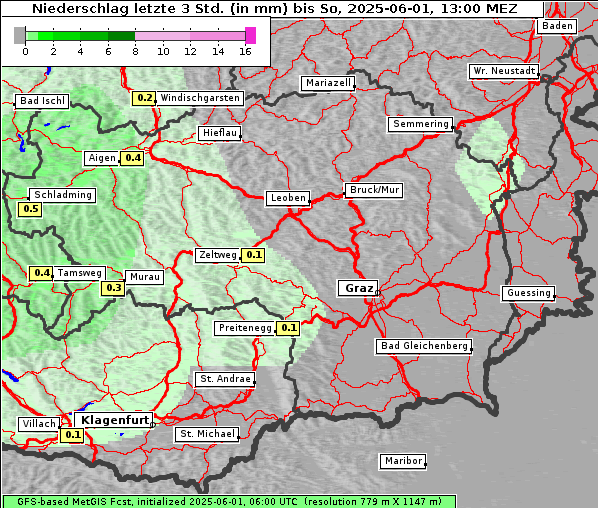 Niederschlag, 1. 6. 2025