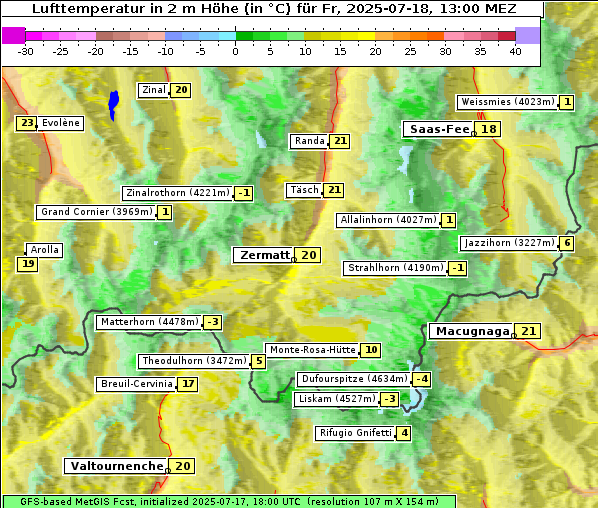 Temperatur, 18. 7. 2025