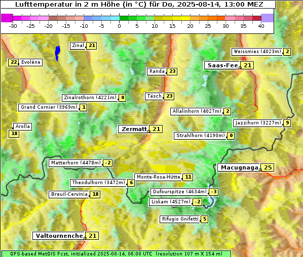 Temperatur, 14. 8. 2025