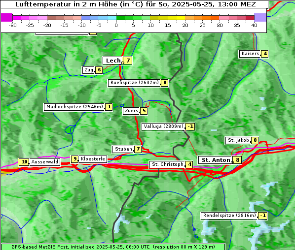 Temperatur, 25. 5. 2025