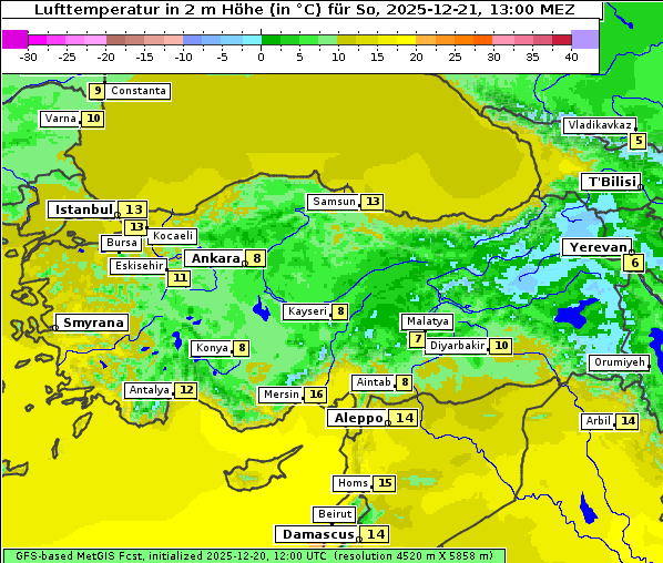 Temperatur, 21. 12. 2025