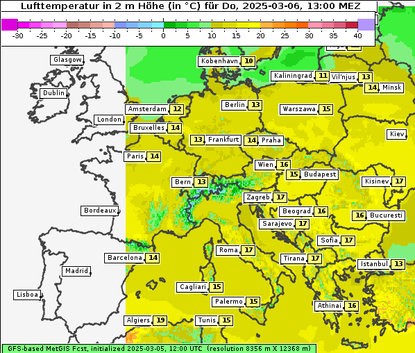 Temperatur, 6. 3. 2025