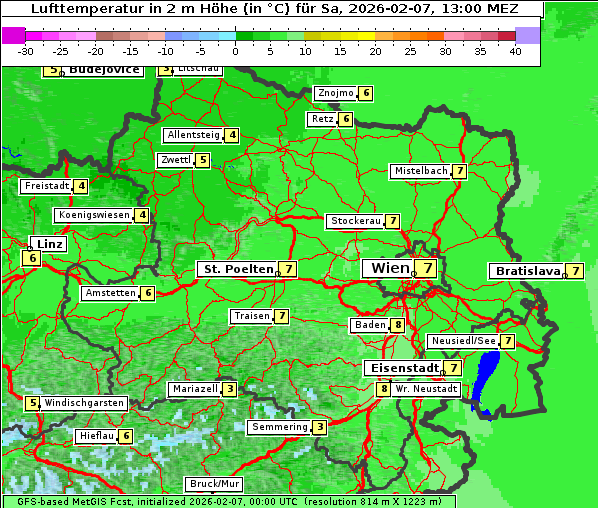 Temperatur, 7. 2. 2026
