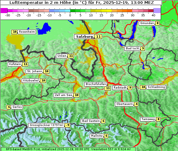 Temperatur, 19. 12. 2025