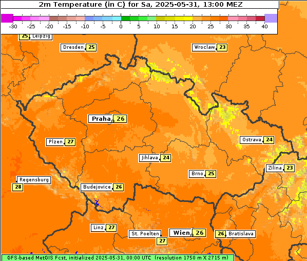 Temperatur, 31. 5. 2025