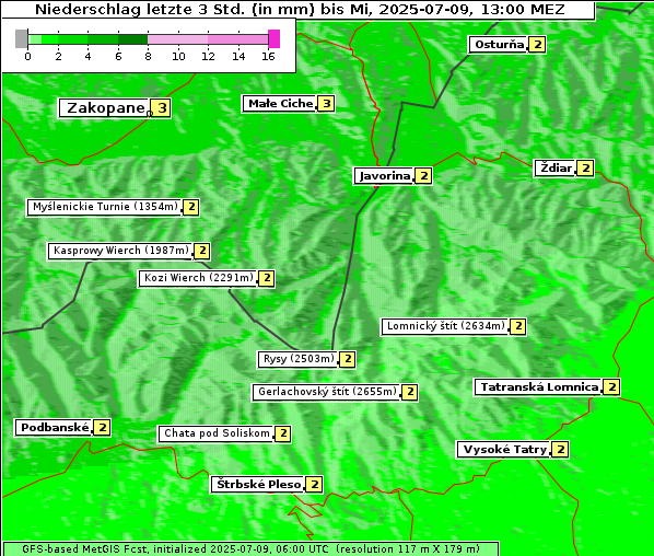 Niederschlag, 9. 7. 2025