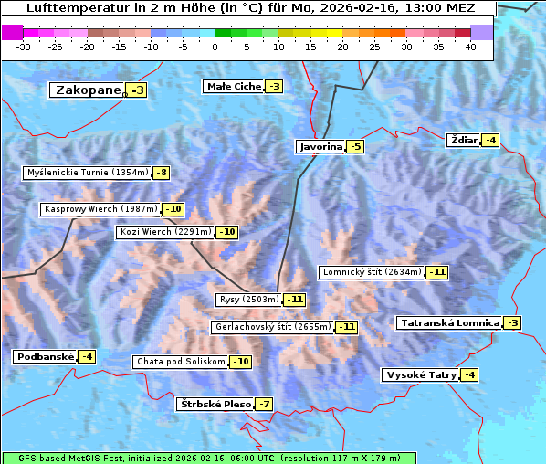 Temperatur, 16. 2. 2026