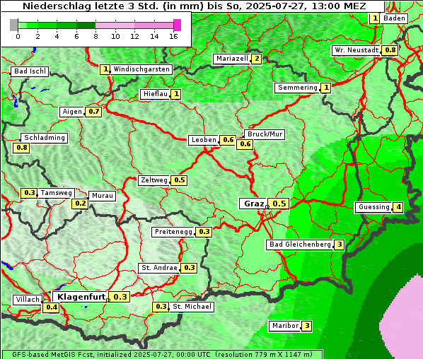 Niederschlag, 27. 7. 2025