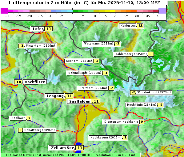 Temperatur, 10. 11. 2025