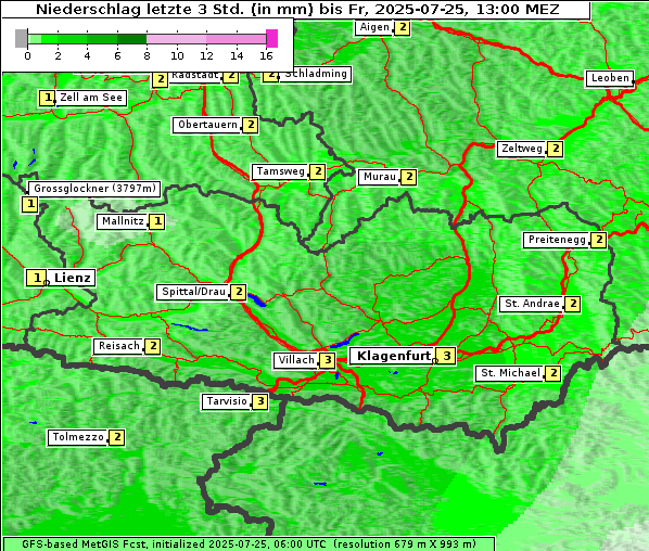 Niederschlag, 25. 7. 2025