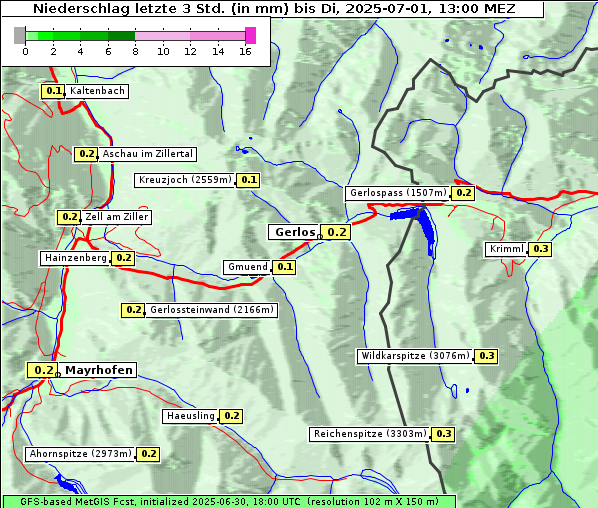 Niederschlag, 1. 7. 2025