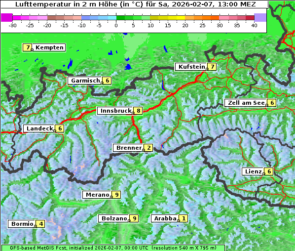 Temperatur, 7. 2. 2026