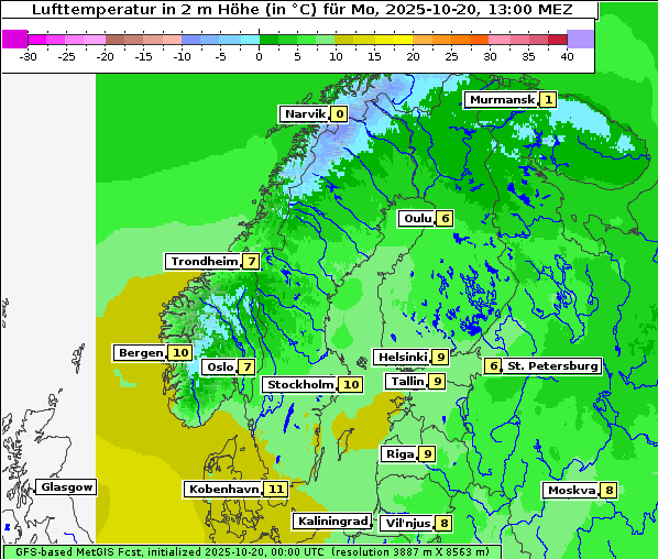 Temperatur, 20. 10. 2025