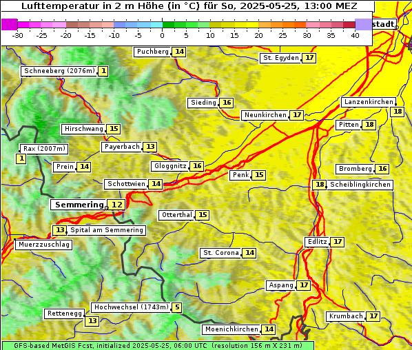 Temperatur, 25. 5. 2025