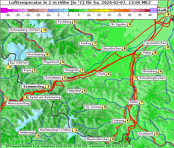 Temperatur, 7. 2. 2026