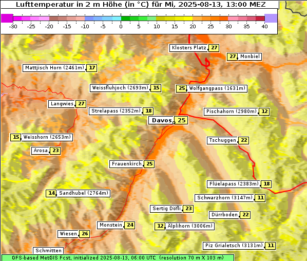 Temperatur, 13. 8. 2025