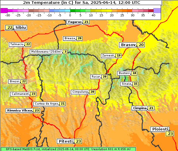 Temperatur, 14. 6. 2025
