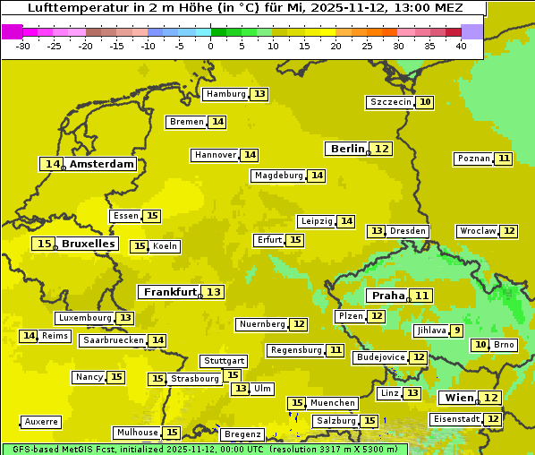 Temperatur, 12. 11. 2025