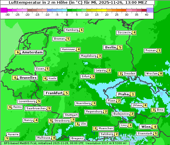 Temperatur, 26. 11. 2025