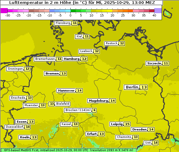 Temperatur, 29. 10. 2025