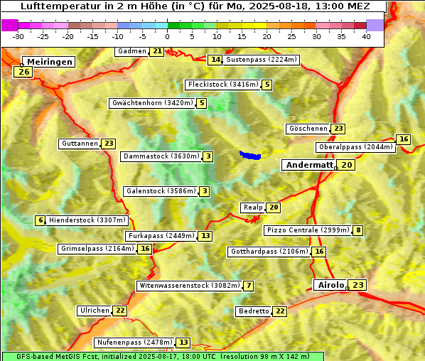 Temperatur, 18. 8. 2025