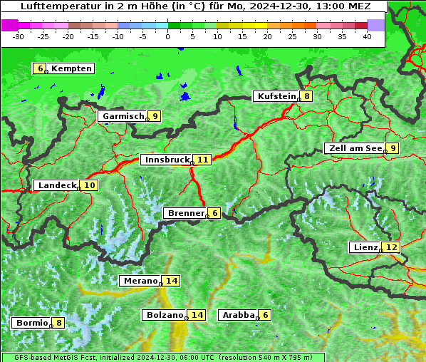 Temperatur, 30. 12. 2024