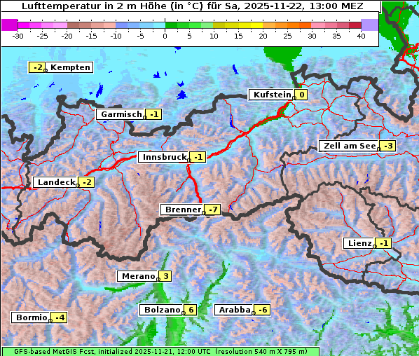 Temperatur, 22. 11. 2025