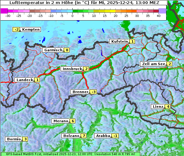 Temperatur, 24. 12. 2025