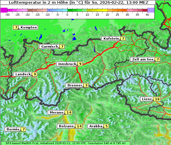 Temperatur, 22. 2. 2026