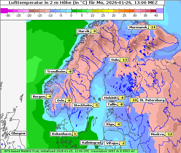 Temperatur, 26. 1. 2026