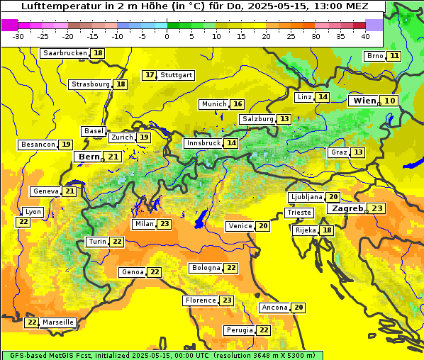 Temperatur, 15. 5. 2025