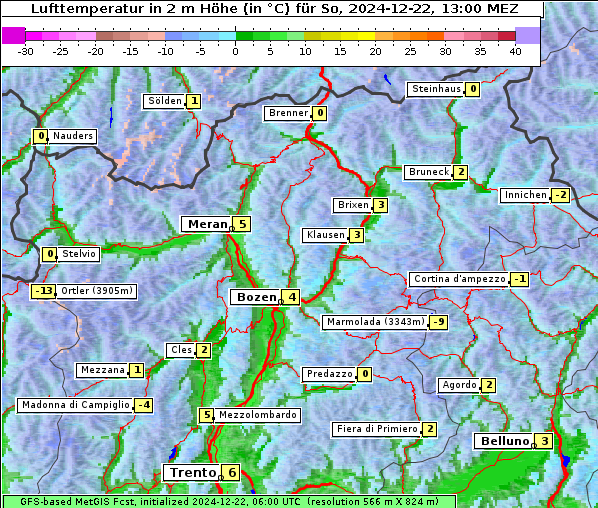 Temperatur, 22. 12. 2024