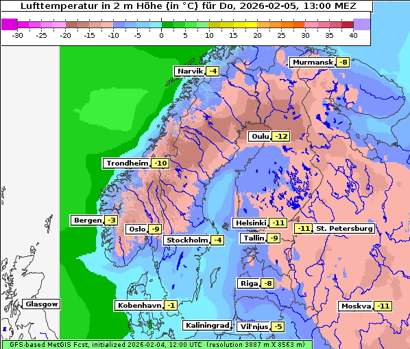 Temperatur, 5. 2. 2026