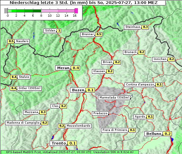 Niederschlag, 27. 7. 2025