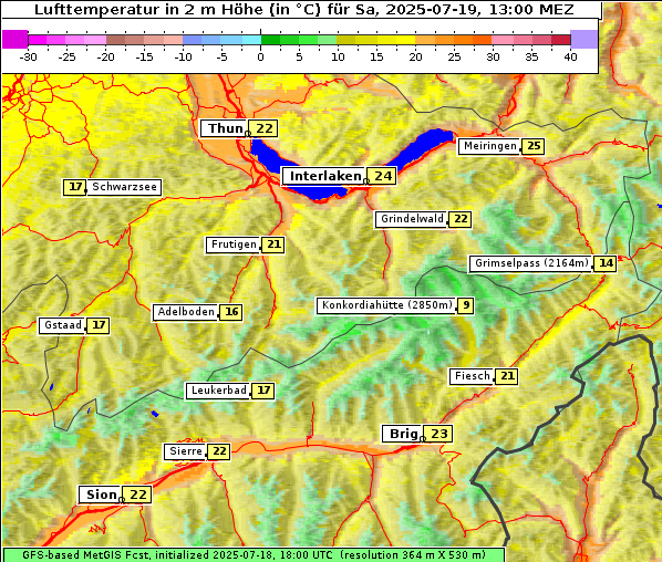 Temperatur, 19. 7. 2025