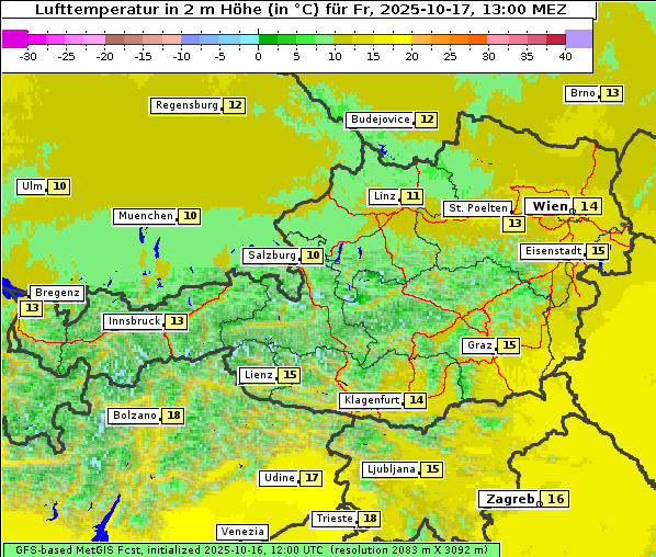 Temperatur, 17. 10. 2025