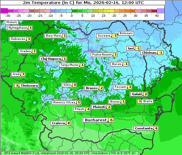 Temperatur, 16. 2. 2026