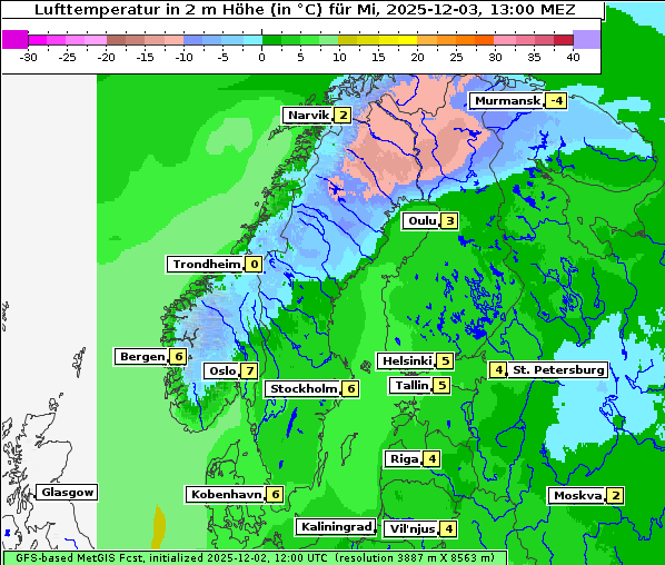 Temperatur, 3. 12. 2025