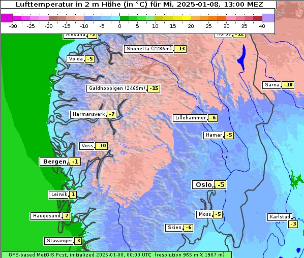 Temperatur, 8. 1. 2025