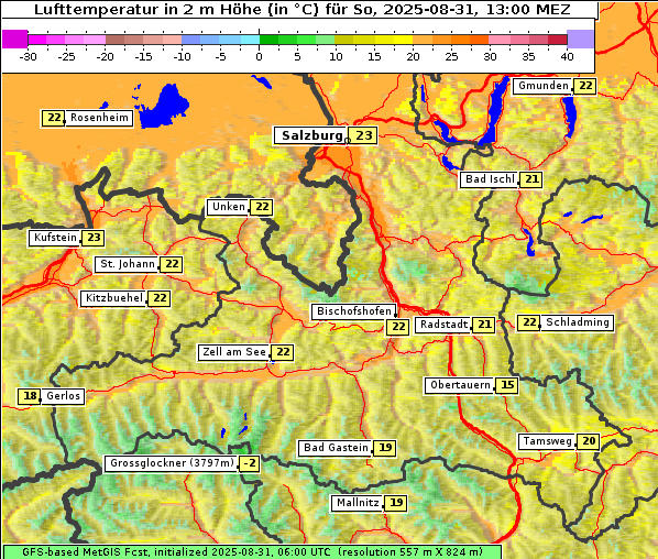 Temperatur, 31. 8. 2025