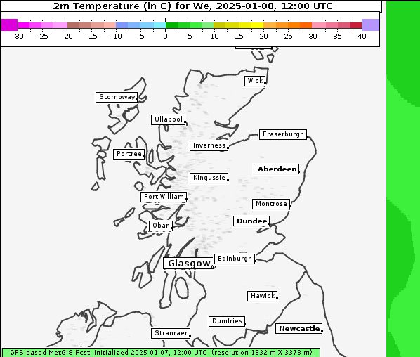 Temperatur, 8. 1. 2025